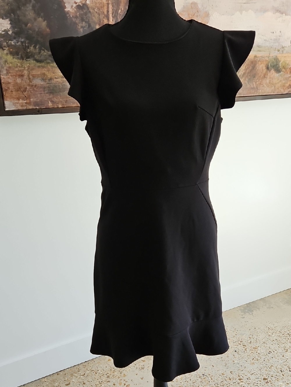 She + Sky Black Flutter-Cap Mini Dress. Size L